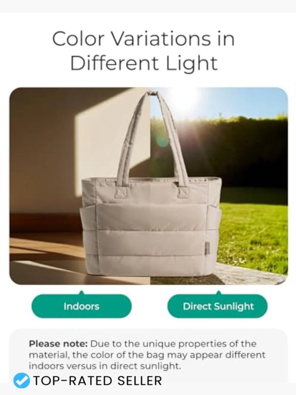 Puffy Tote Bag Lightweight Shoulder Handbag with Compartments for Travel Work